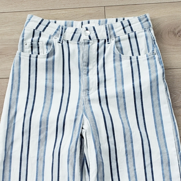 H&M Ankle Length Twill Pants blue white size 8 - Picture 7 of 10
